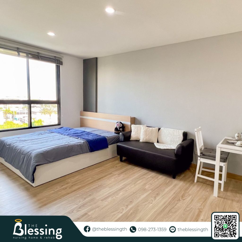 ส่วนของห้องนอน ภายในศูนย์ The Blessing ส่วนที่เป็น Senior Living 